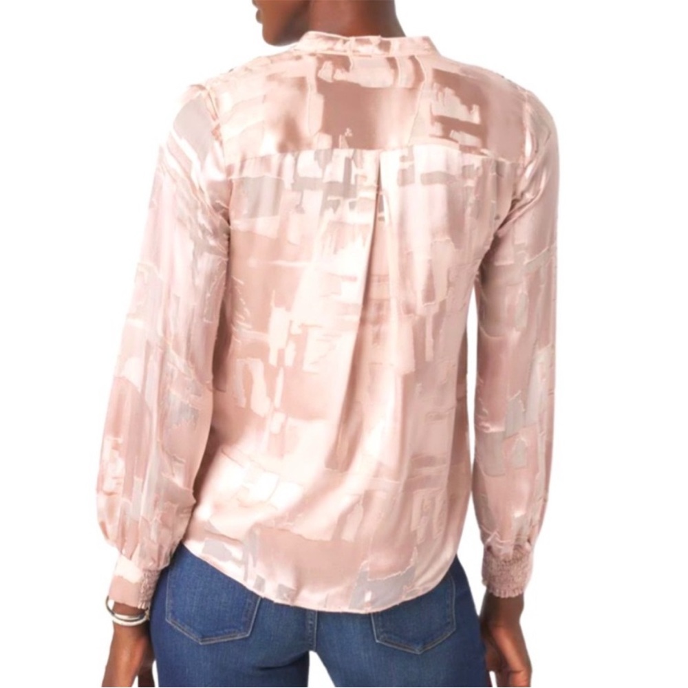 White House Black Market Blush Pink Satin Button-Front Blouse - Picture 3 of 14